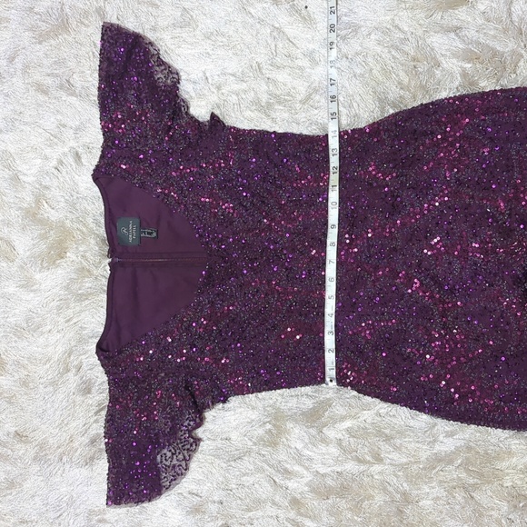 Adrianna Papell Women's Purple Sequin Formal Dress 4 - Picture 9 of 10
